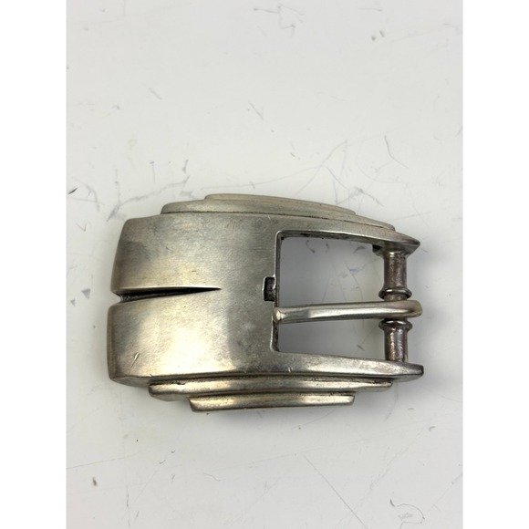 1990 JR Sterling Silver Belt Buckle Modernist Industrial 42g Signed